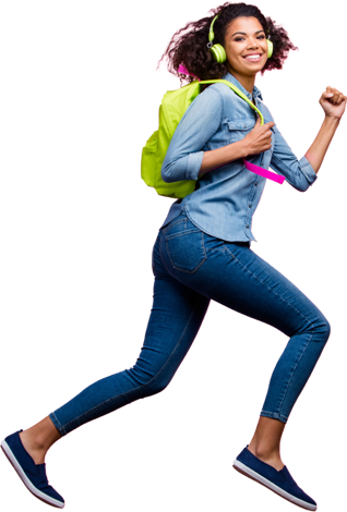 Woman jogging with backpack