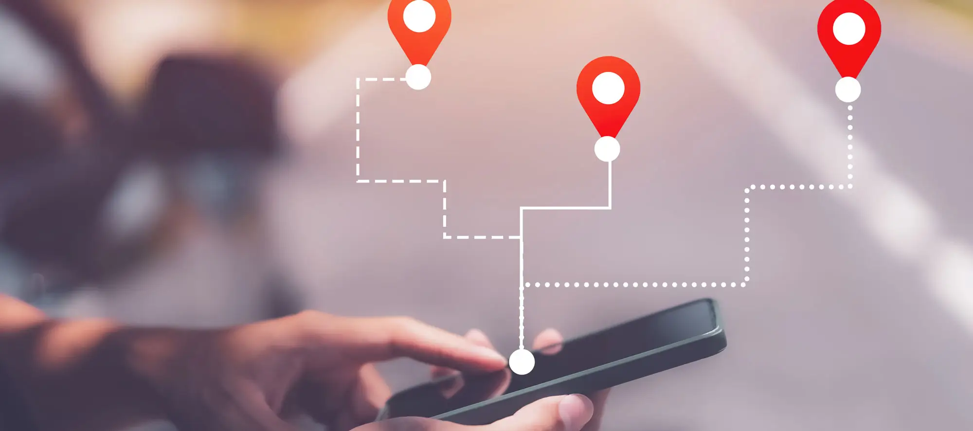 Man with phone using maps.