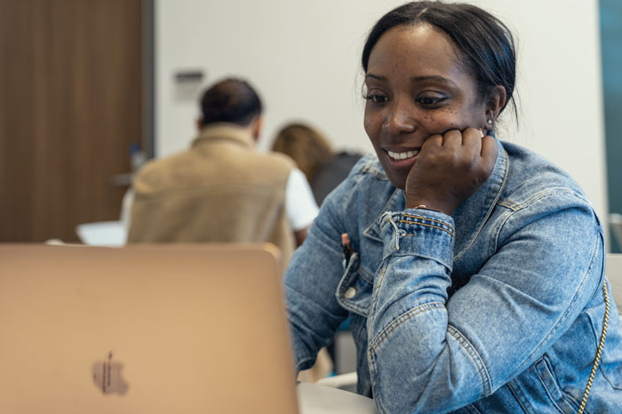 Woman using laptop