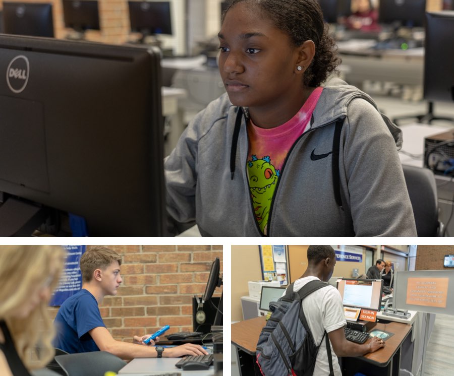 Students using the Library Lab