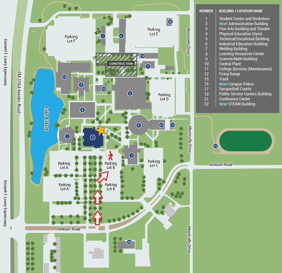 COM Campus Map showing COVID testing location.