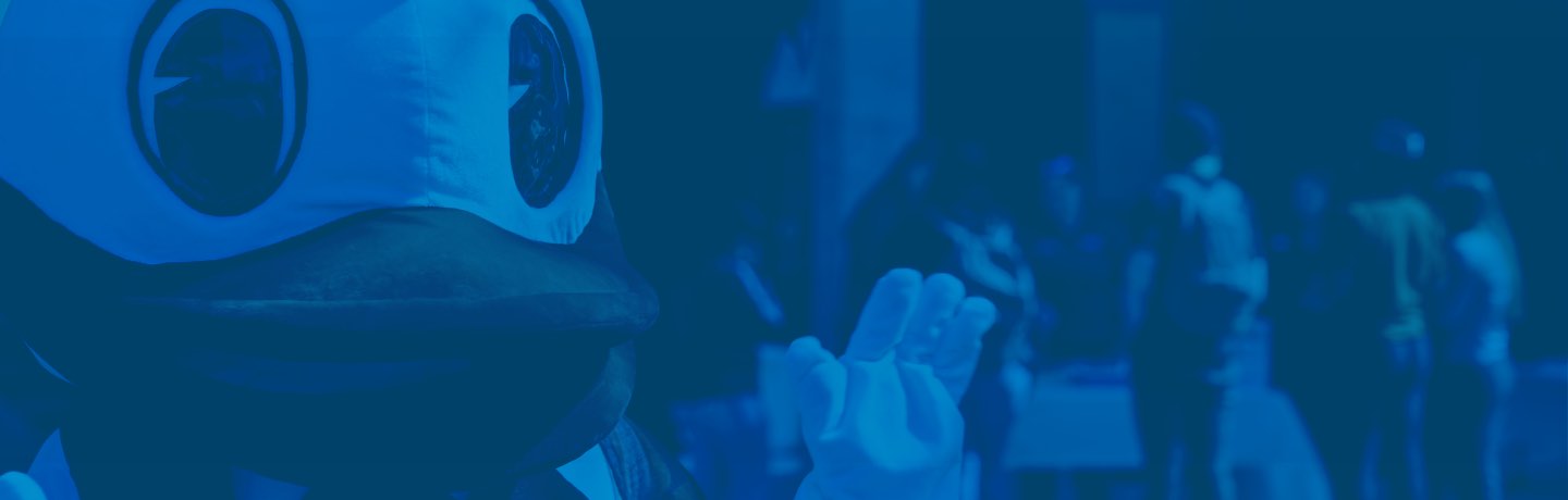 Comet the duck with students