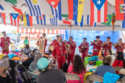 Mariachi band playing outside