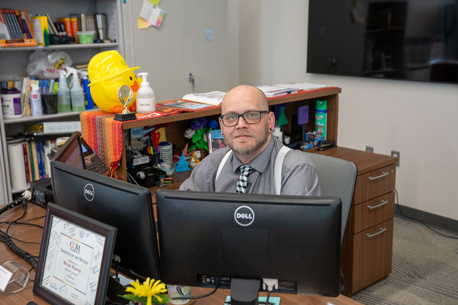 Tutoring Center reception desk with Bevan greeting.